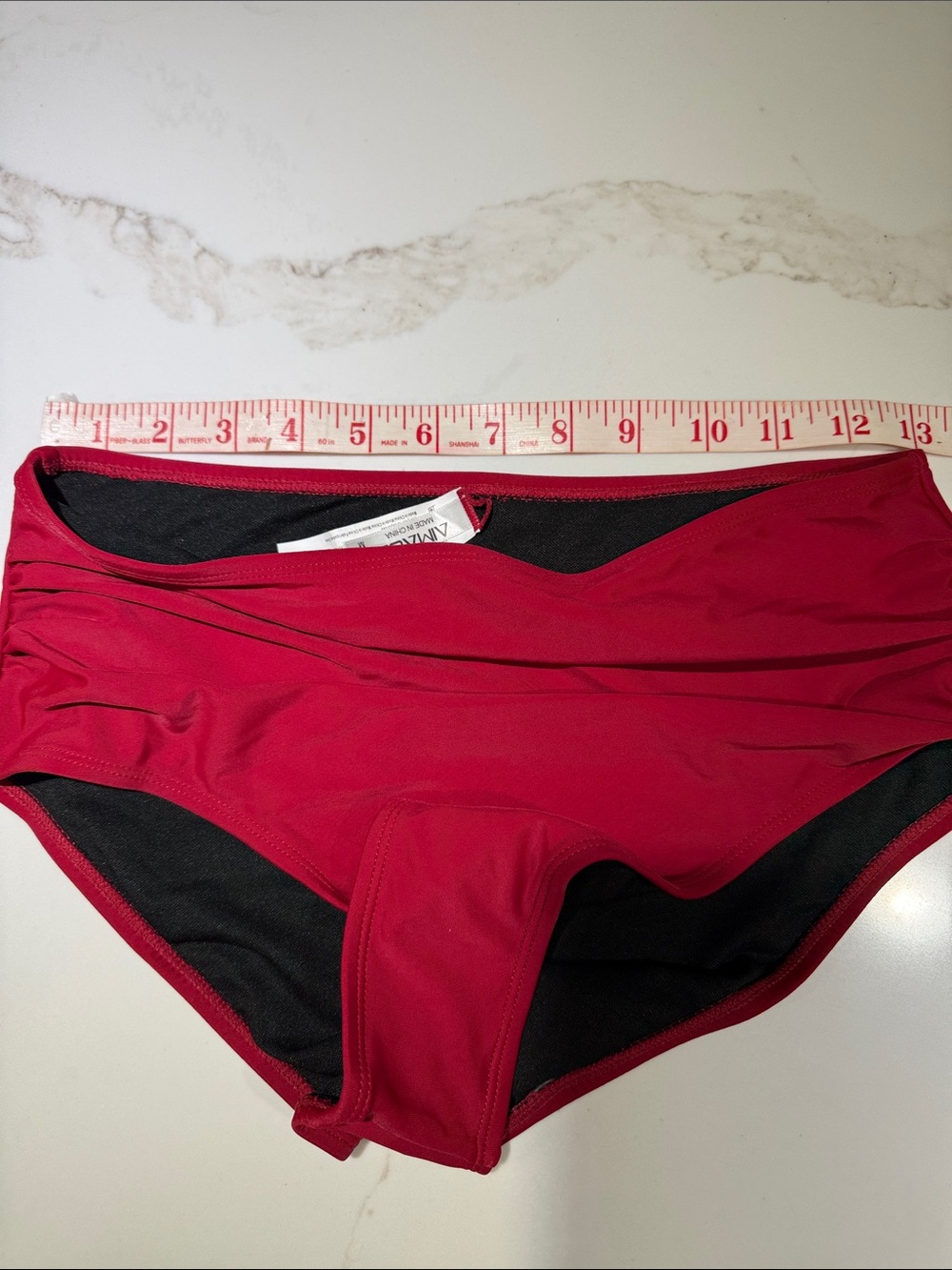 Al'MAGE Women High Waisted 2 piece Bikini, Tummy Control, Dark Red Size M - Picture 2 of 14